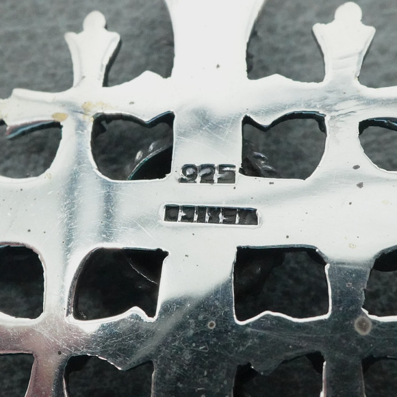 Vintage Jerusalem 925 Sterling Silver Crusader Cross Pendant Taxco Made Mexico - Picture 7 of 9